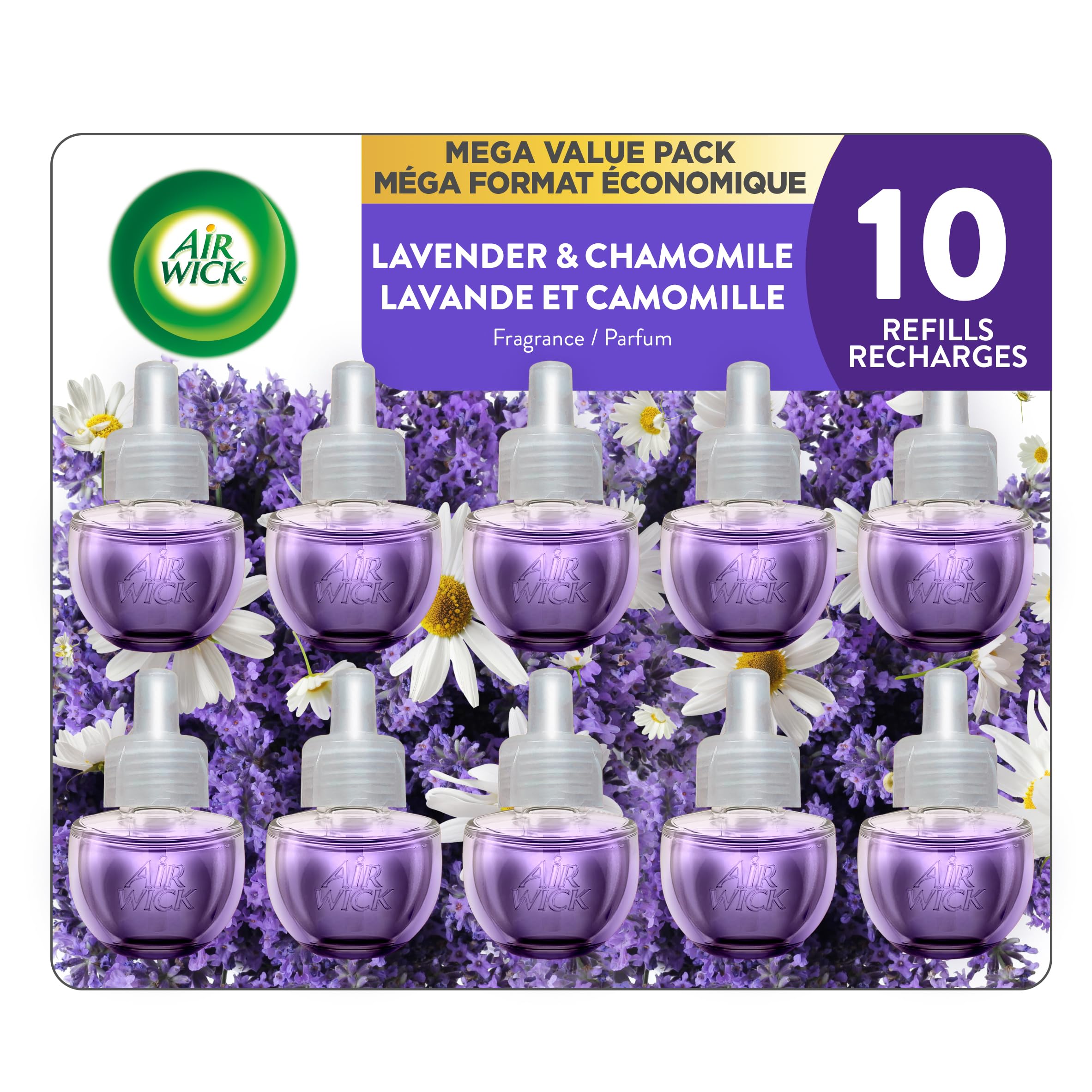 Air Wick Plug in Scented Oil Refills, Lavender and Chamomile, Eco Friendly, Essential Oils, Air Freshener, 0.67 Fl Oz (Pack of 10) 🍁 All In One Marketplace Canada