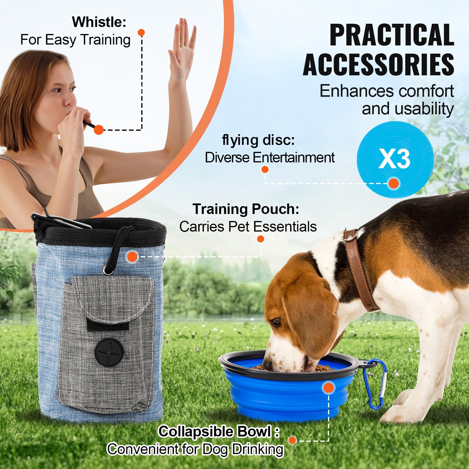 VEVOR Dog Agility Training Equipment, 7 PCS Set Upgrade w/Adjustable High Hurdles,6 Weave Poles,2 Tunnels,Jump Ring,Pause Box, Whistle,Foldable Bowl,Puppy Obstacle Course Kit w/ 3 Bags 🍁 All In One Marketplace Canada