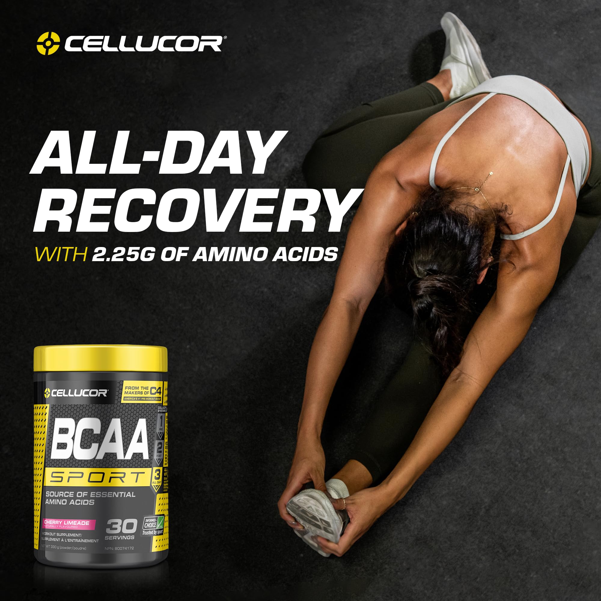 Cellucor BCAA Sport Recovery Powder - Post & Intra Workout Energy Supplement - Cherry Limeade, 30 Servings 🍁 All In One Marketplace Canada