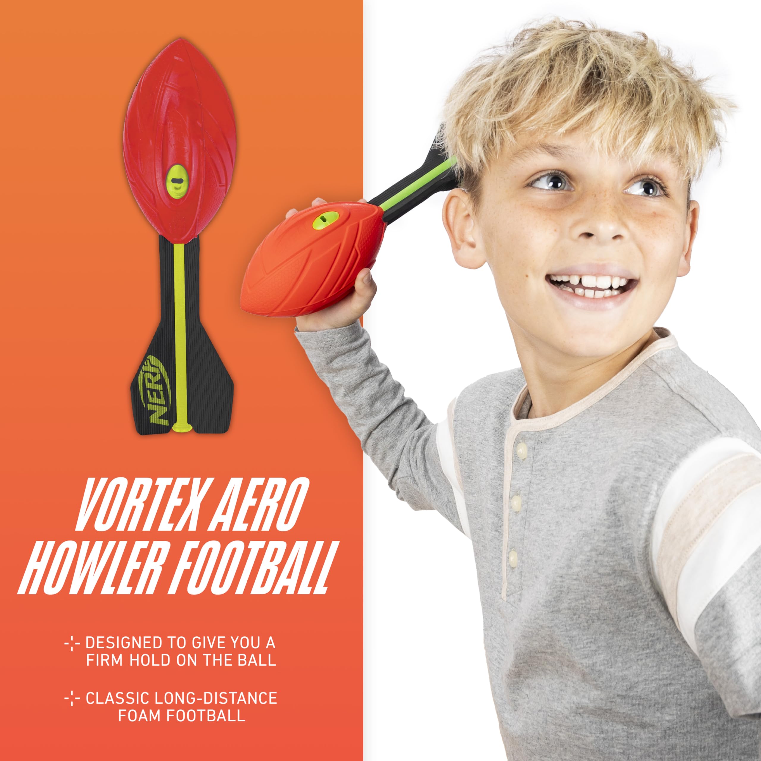 Nerf Vortex Aero Howler Foam Ball – Classic Long-Distance Football - Flight-Optimizing Tail - Hand Grip – Indoor and Outdoor Fun 🍁 All In One Marketplace Canada