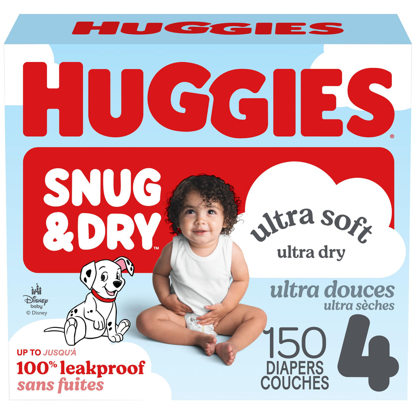 Huggies Size 4 Diapers, Snug & Dry Baby Diapers, Size 4 (20-32 lbs), 150 Count, Packaging May Vary 🍁 All In One Marketplace Canada