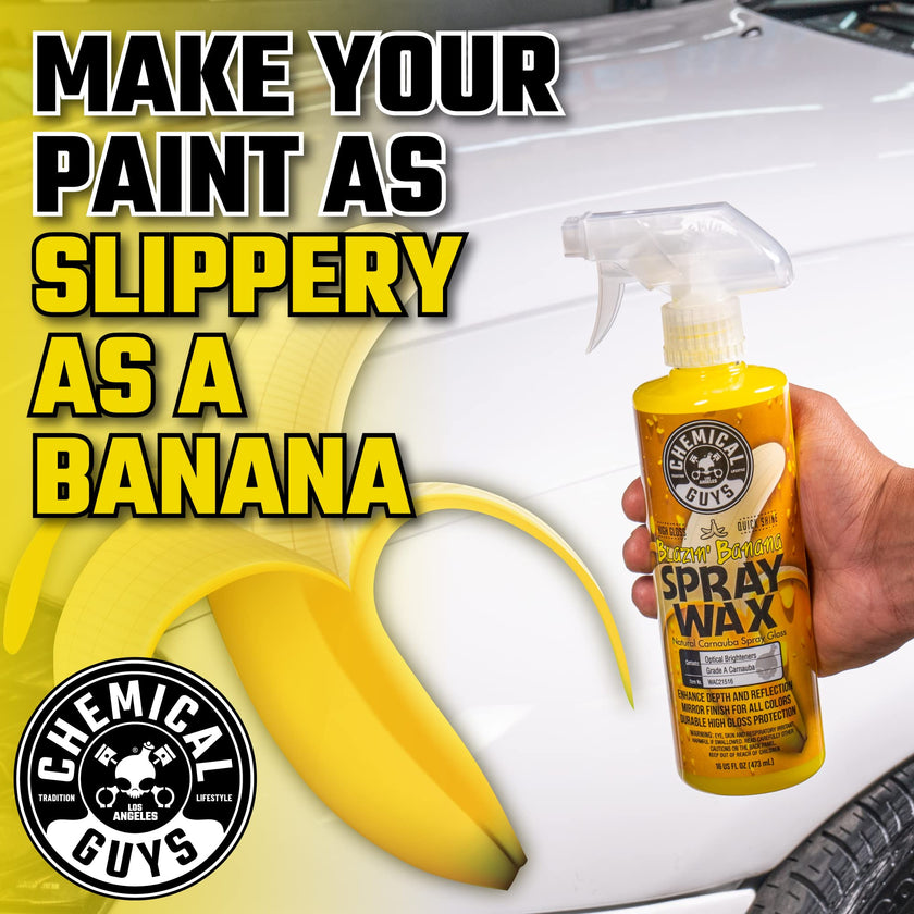 Chemical Guys Blazin' Banana Spray Wax for Car Shine & Protection - Natural Carnauba Formula for Glossy Finish on Paint, Chrome, Metal & Glass - Easy Spray-On, Wipe-Off Application, 473 ml 🍁 All In One Marketplace Canada