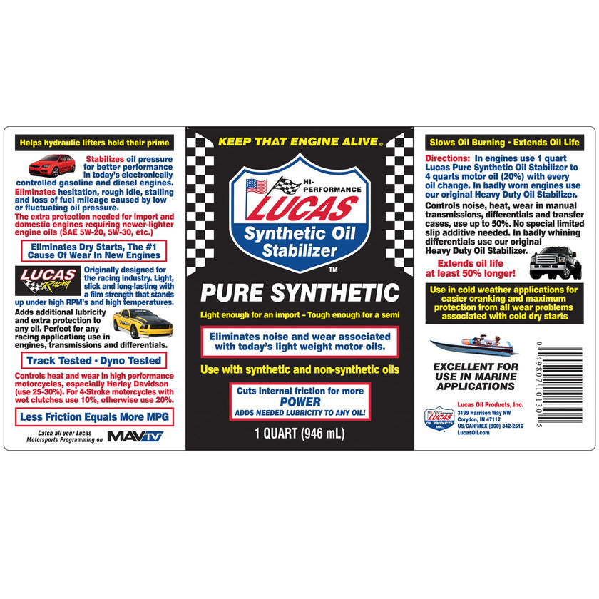 Lucas LUC10130 Synthetic Oil Stabilizer. Quart 🍁 All In One Marketplace Canada