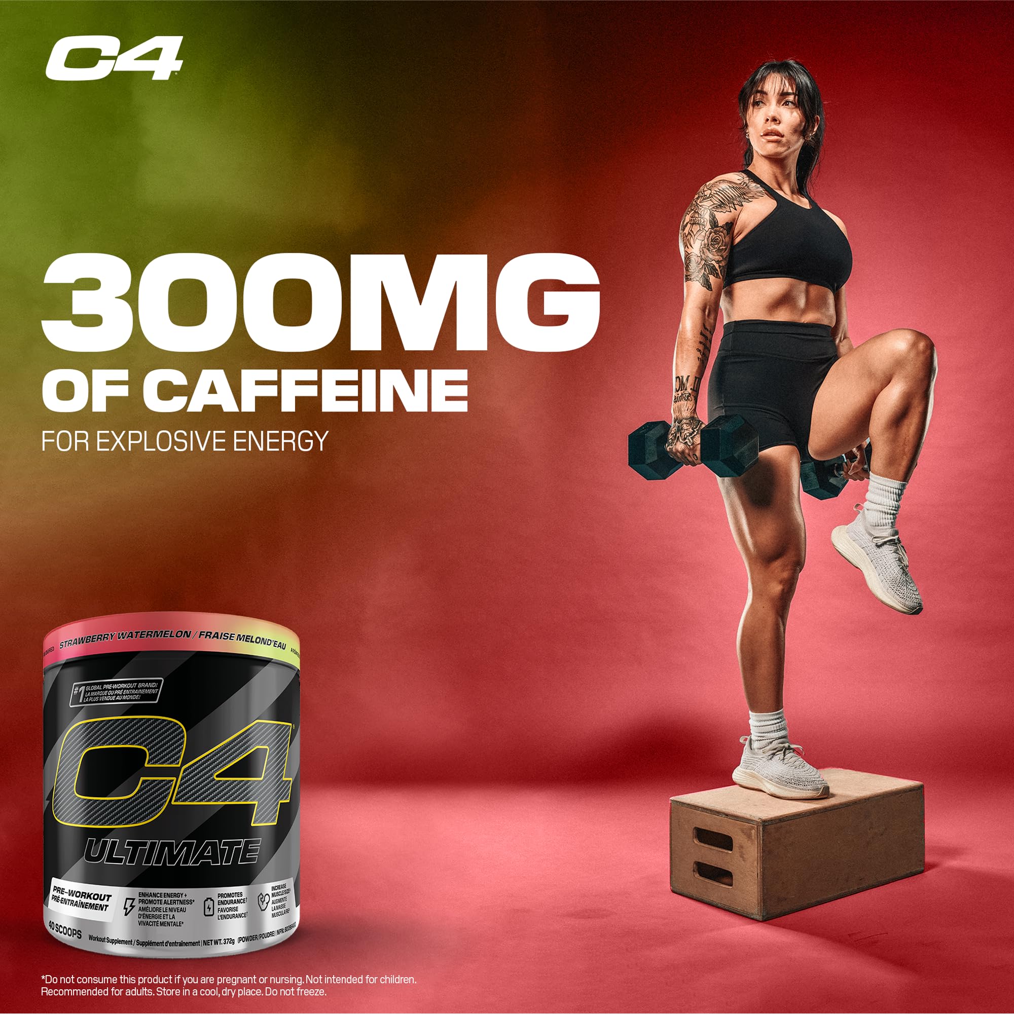 Cellucor C4 Ultimate Pre Workout Powder - Sugar Free Preworkout Energy with 300mg Caffeine and Creatine for Men & Women - Strawberry Watermelon, 20 Servings 🍁 All In One Marketplace Canada