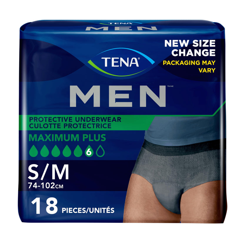 TENA Men Maximum Plus Incontinence Underwear, S/M 29-40in, Grey, 18 ct 🍁 All In One Marketplace Canada