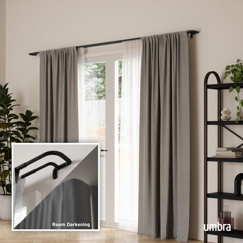 Umbra Twilight Double Curtain Rod Set – Wrap Around Design Ideal for Blackout or Room Darkening Panels, 30 to 84 Inches, Black 🍁 All In One Marketplace Canada