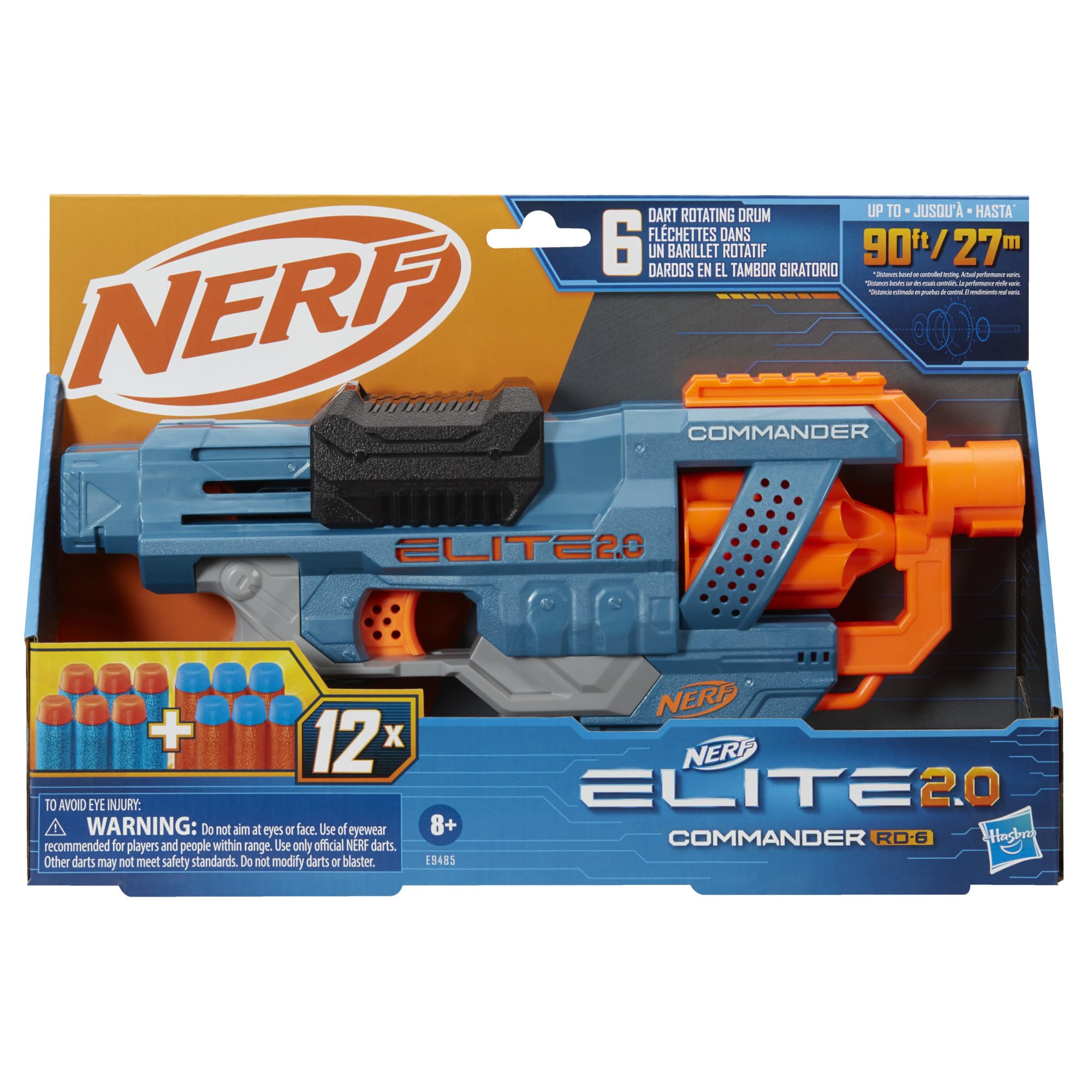 Hasbro Nerf Elite 2.0 Commander RD-6 Blaster, 12 Official Nerf Darts, 6-Dart Rotating Drum, Tactical Rails, Barrel and Stock Attachment Points, E9485 🍁 All In One Marketplace Canada