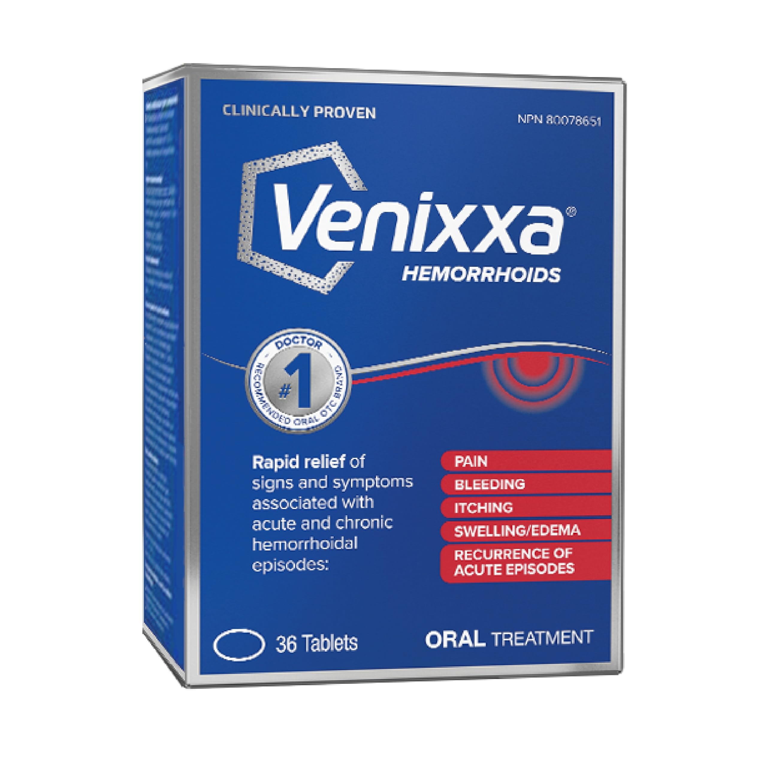Venixxa Hemorrhoid Oral Treatment, Clinically Proven to Relieve Pain, Bleeding and Itching Associated with Hemorrhoids, 36 Tablets 🍁 All In One Marketplace Canada