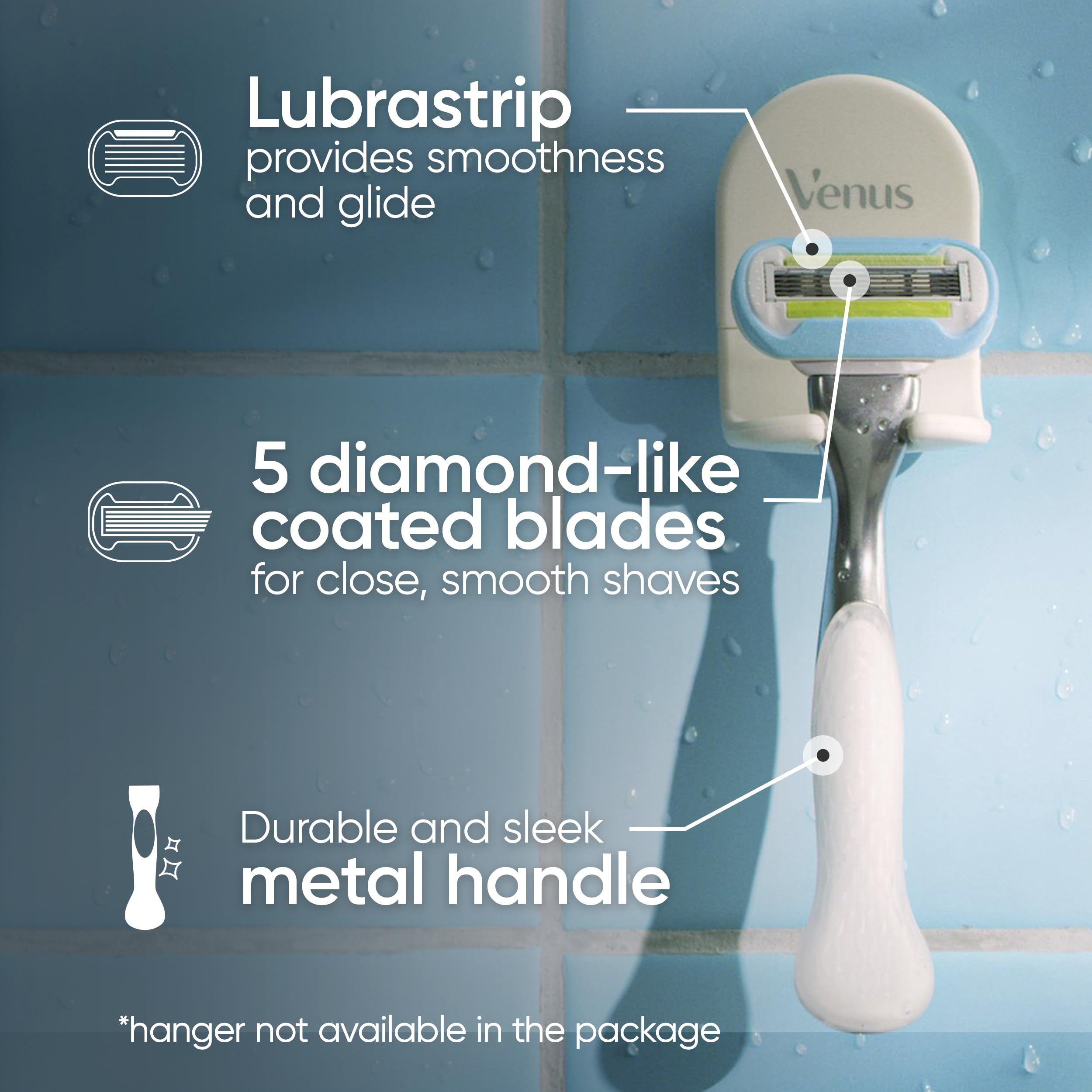 Gillette Venus Razor Blades for Women, Platinum Extra Smooth Razors, 5-Blade Cartridges, 1 Handle + 4 Refills + Shower Holder 🍁 All In One Marketplace Canada