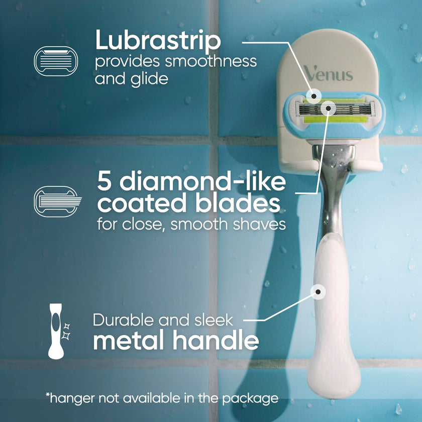 Gillette Venus Razor Blades for Women, Platinum Extra Smooth Razors, 5-Blade Cartridges, 1 Handle + 4 Refills + Shower Holder 🍁 All In One Marketplace Canada