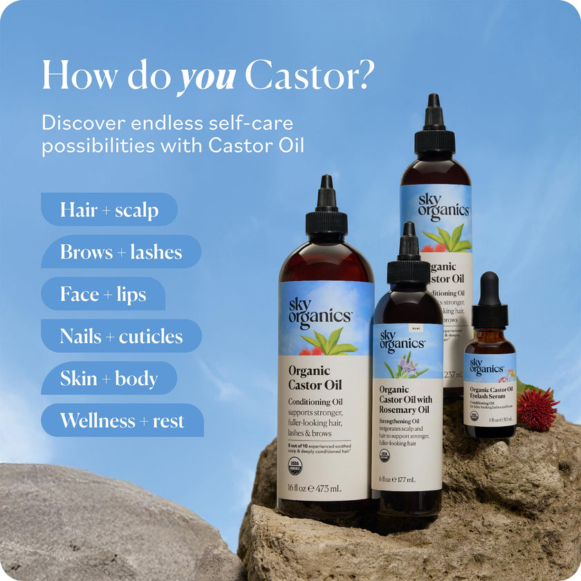 Sky Organics USDA Organic Castor Oil and Rosemary Oil, Strengthening Hair Oil Blend, Pure & Potent, Hexane-Free, Invigorates Scalp, Supports Fuller-Looking Hair, 6 fl oz 🍁 All In One Marketplace Canada