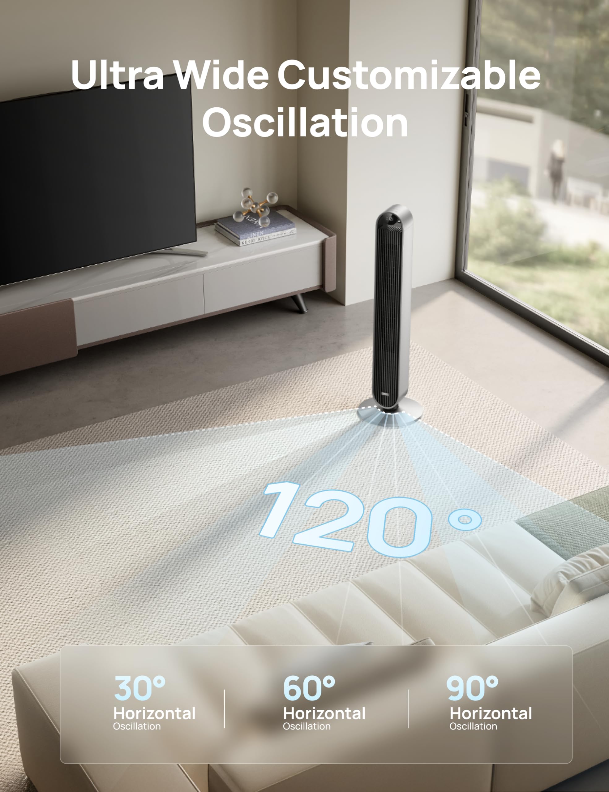 DREO Pilot Max 120° Oscillating Tower Fan, 42 Inch Bladeless Fan for Bedroom, 25dB Quiet DC Motor, Standing Fan with Remote, 12 Hyper Wind Speeds, 4 Modes, 12H Timer Floor Fans for Home Living Room 🍁 All In One Marketplace Canada