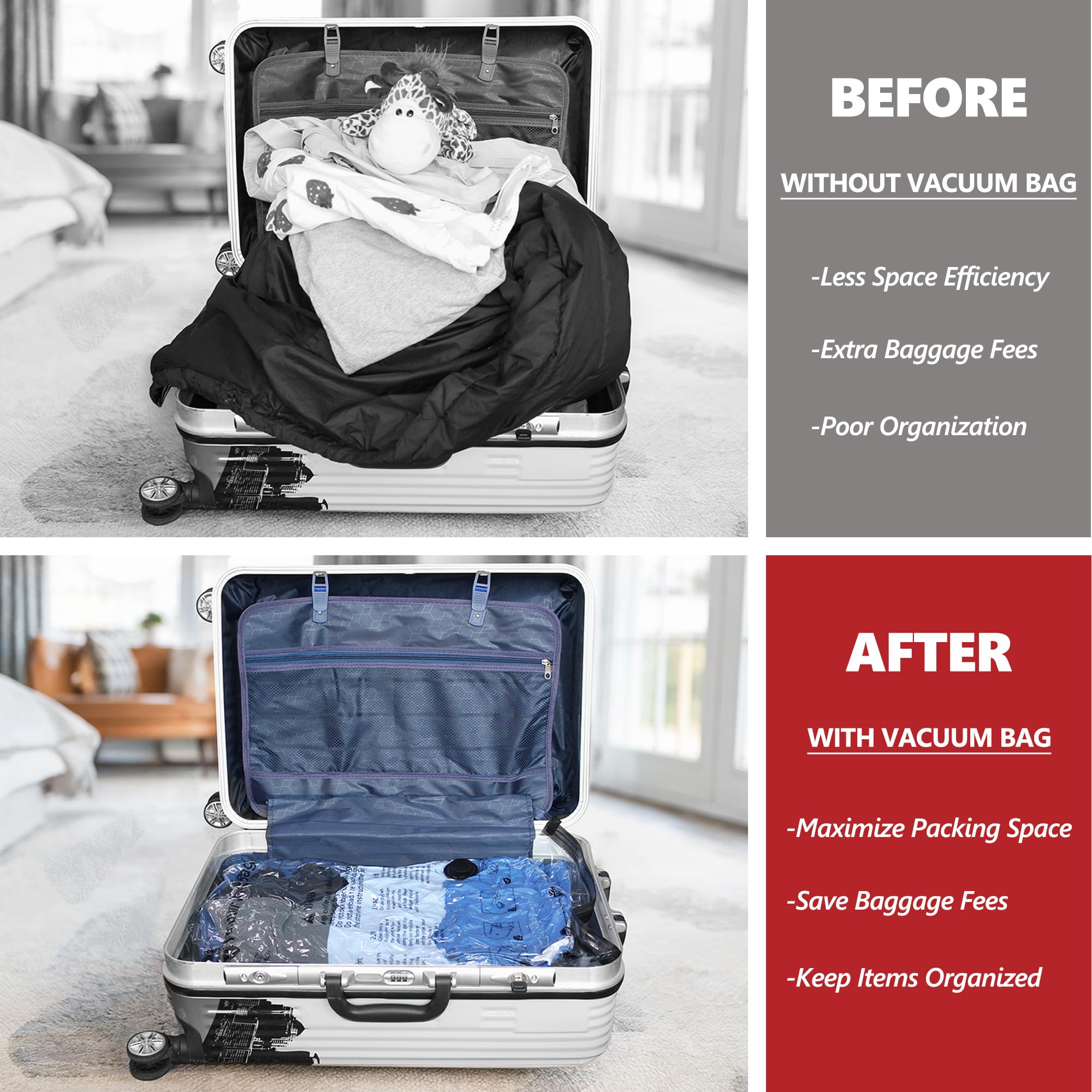Vacuum Storage Bags 20 Combo, Space Saver Bags with Travel Electric Pump, Compression Airtight Sealer Bags for Clothes, Bedding, Pillows, Comforters, Blankets 🍁 All In One Marketplace Canada