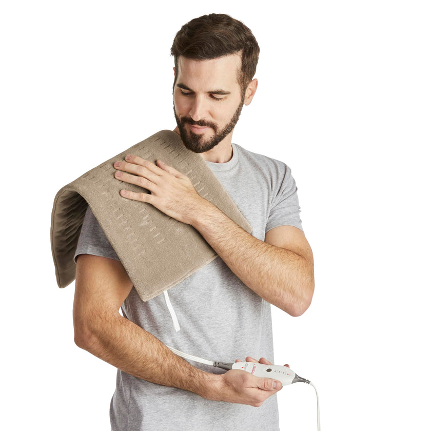 Sunbeam Premium King Size Heating Pad with Compact Storage - Moist Integrated Heating Pad for Pain Relief, 4 Heat Settings, 2 Hour Auto-Off, Beige 🍁 All In One Marketplace Canada