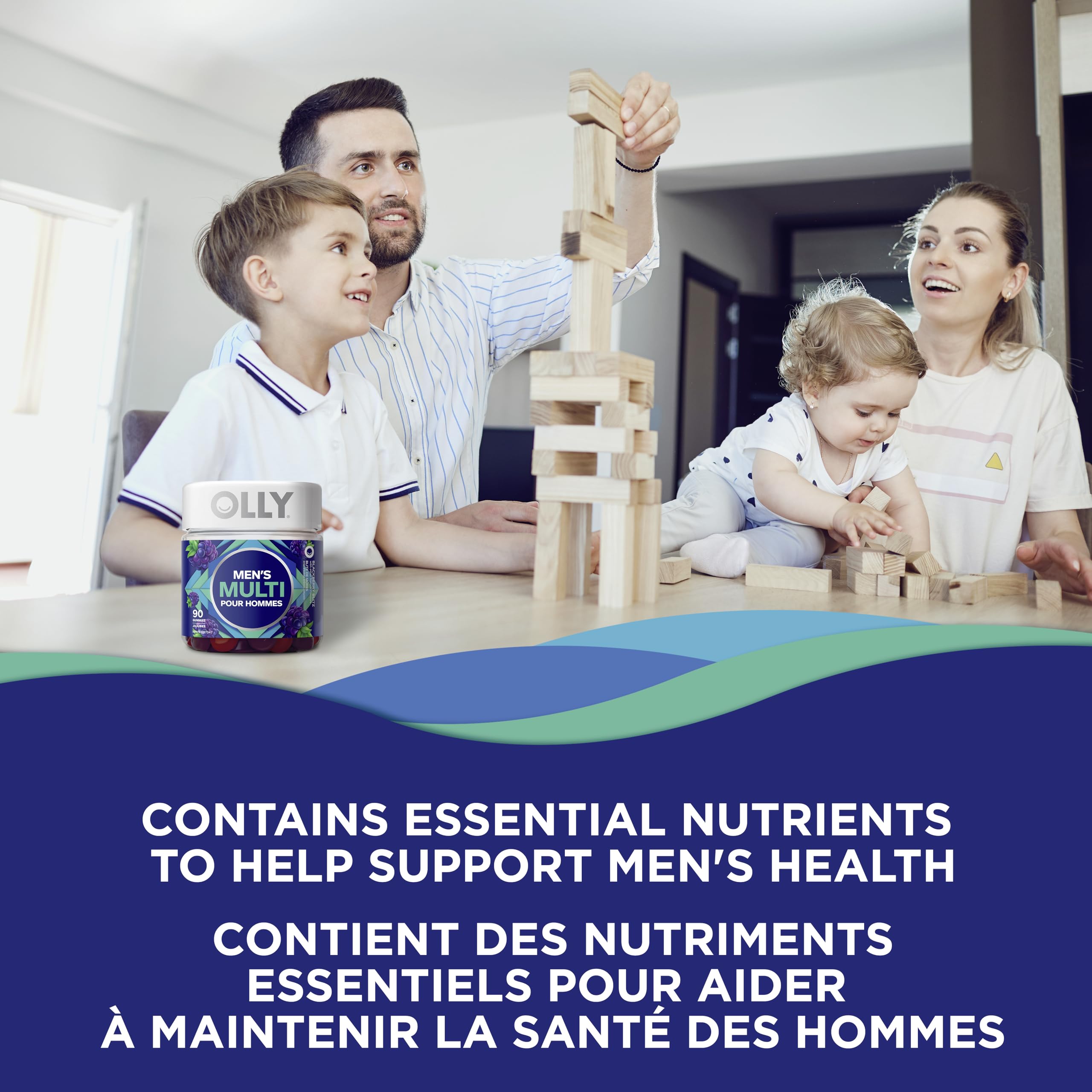 OLLY Men's Multi Gummy Supplement with no artificial flavours and colours Blackberry Blitz multivitamin to help support men's health 45 day supply 90 gummies 🍁 All In One Marketplace Canada