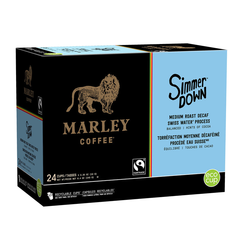 Marley Coffee Single Serve K-Cup Compatible Capsules, Simmer Down Decaf, Swiss Water Process, Medium Roast, 24 Count 🍁 All In One Marketplace Canada