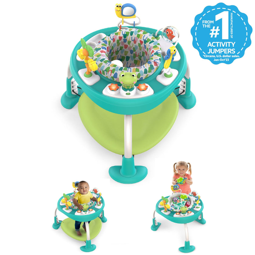 Bright Starts Bounce Bounce Baby 2-in-1 Activity Center Jumper & Table - Playful Pond (Green), 6 Months+ 🍁 All In One Marketplace Canada