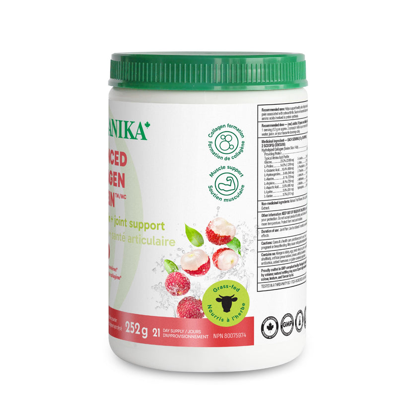 Organika Canadian-Made Enhanced Collagen Protein Powder- Lychee Flavour - Delicious flavour, High Protein Content - Hydrolyzed For Better Absorption – Grass-Fed, Non-GMO - 252g 🍁 All In One Marketplace Canada