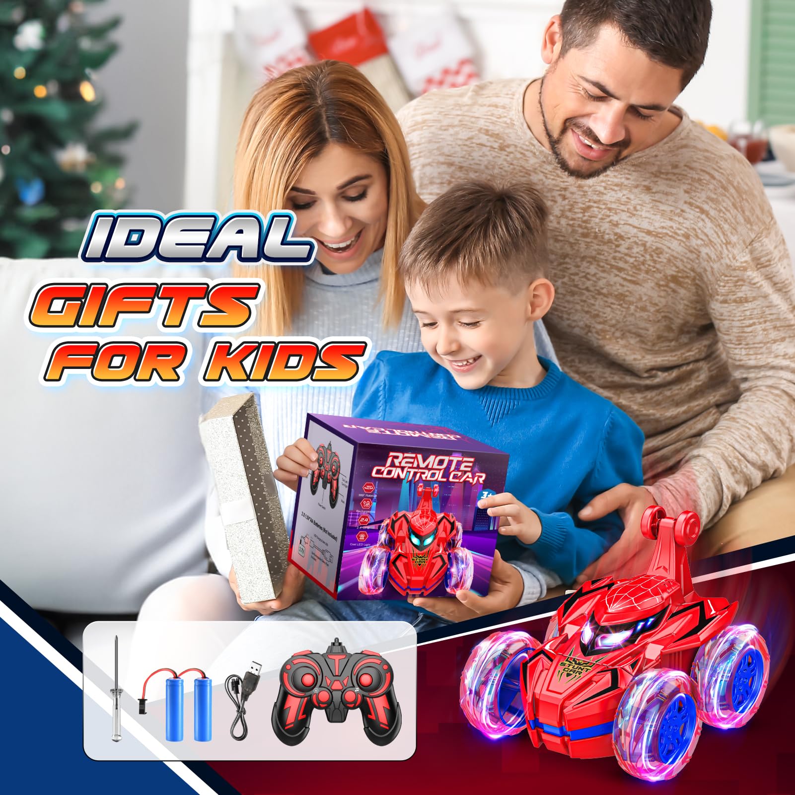 Spider Remote Control Cars for Kids,decked Car Toys Stunt Car Toy for Boys Age 3-9 Remote Control Car for Kids 4-8 Year Old Easter Birthday Gifts for Boys 3-5 Years Old Girls 🍁 All In One Marketplace Canada