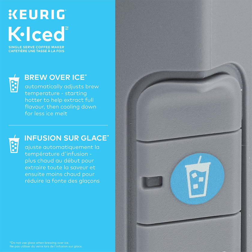 Keurig K-Iced Single Serve K-Cup Pod Coffee Maker, Featuring Simple Push Blue Button Brew Over Ice, Grey 🍁 All In One Marketplace Canada