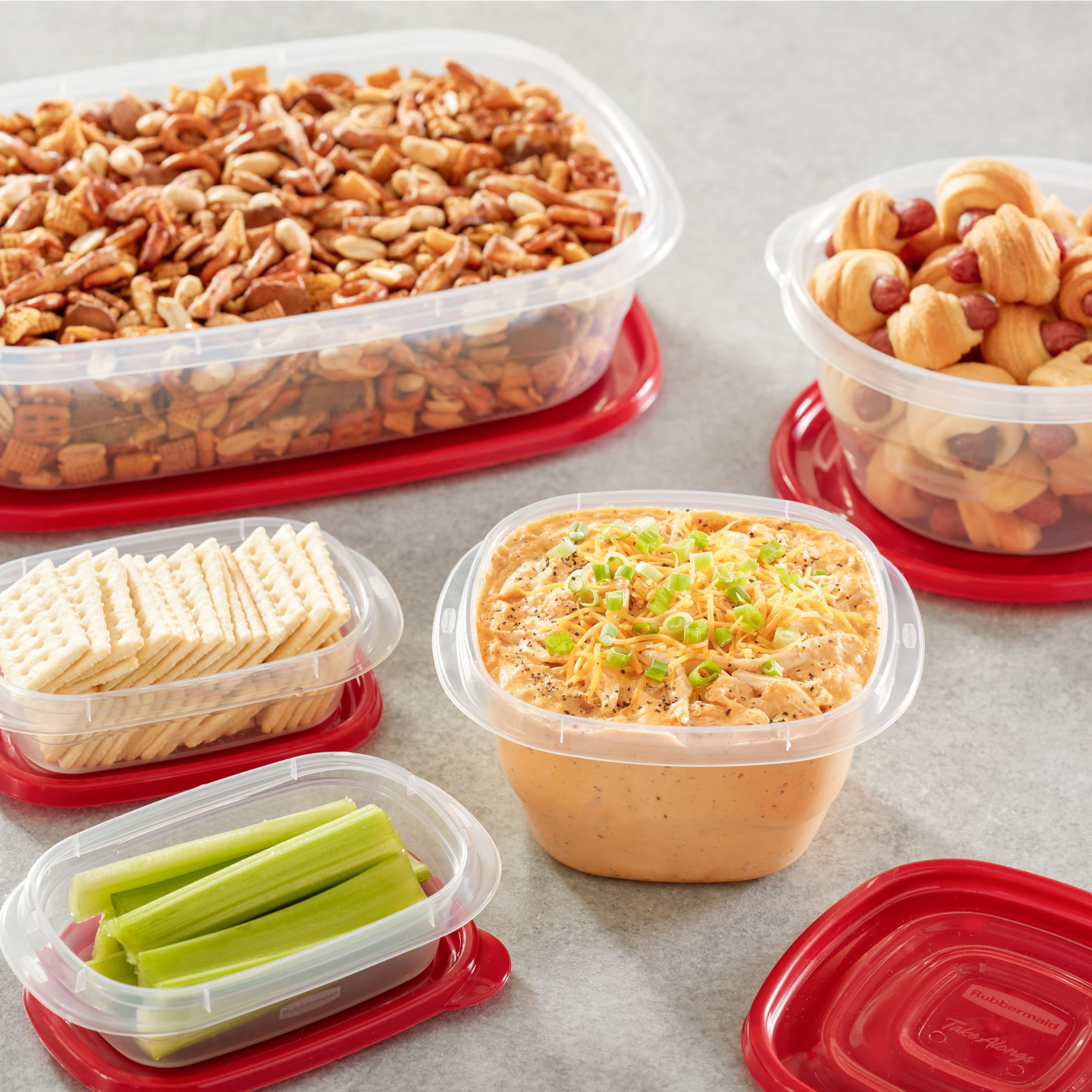 Rubbermaid TakeAlongs Food Storage Containers, 52 Piece Plastic Container Set, Dishwasher and Microwave Safe Meal Prep, Snack, and Lunch Container, BPA Free, Ruby Red 🍁 All In One Marketplace Canada