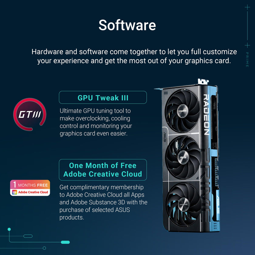ASUS Prime Radeon™ RX 9070 XT OC Edition Graphics Card (PCIe 5.0, HDMI/DP 2.1, 2.5-Slot Design, axial-tech Fans, Dual Ball Fan Bearings, Dual BIOS, ASUS GPU Guard) 🍁 All In One Marketplace Canada