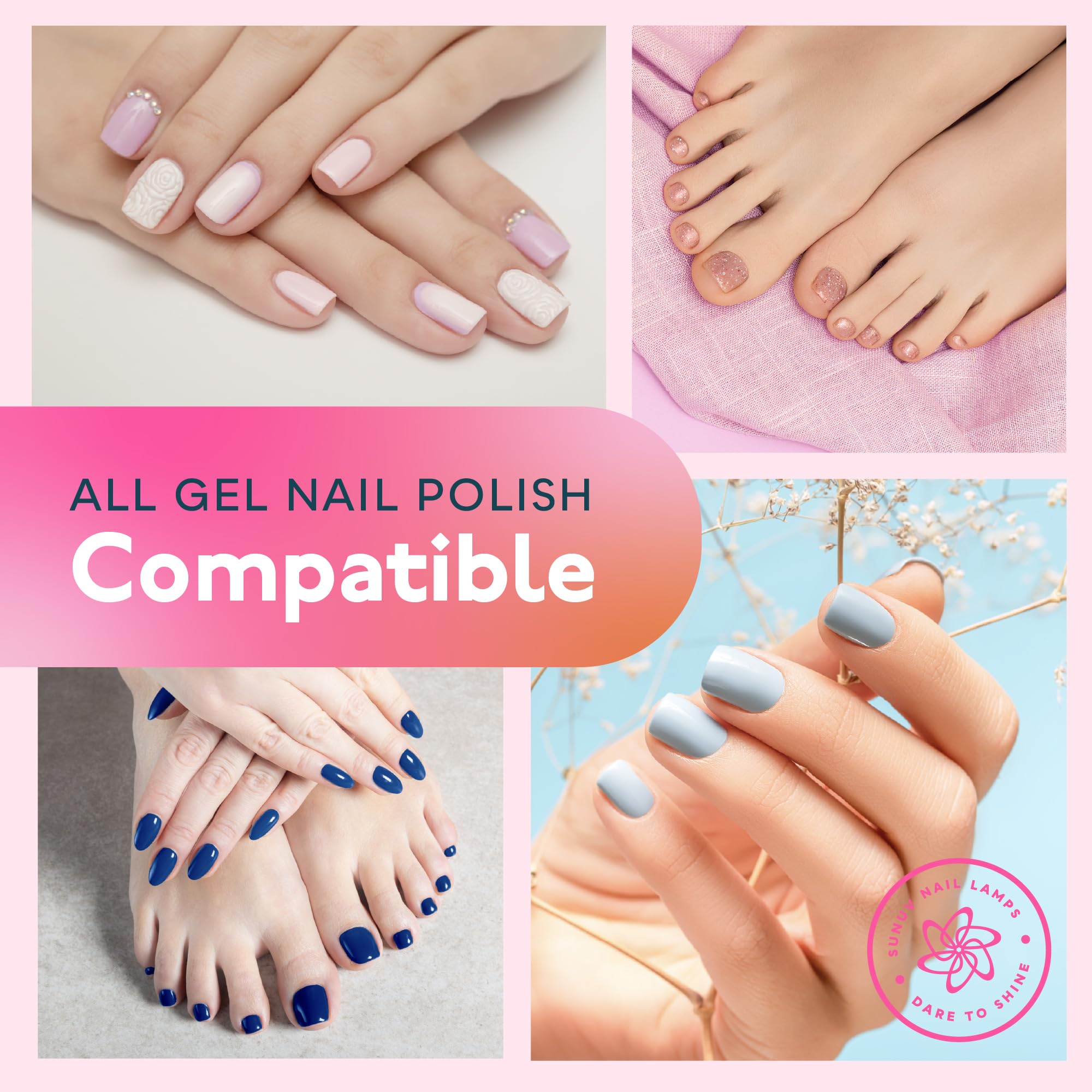 SUNUV SUN2C UV Light for Nails, UV LED Nail Lamp with 4 Timer Settings, Curing Lights Compatible with All Gel Polish Rose 🍁 All In One Marketplace Canada