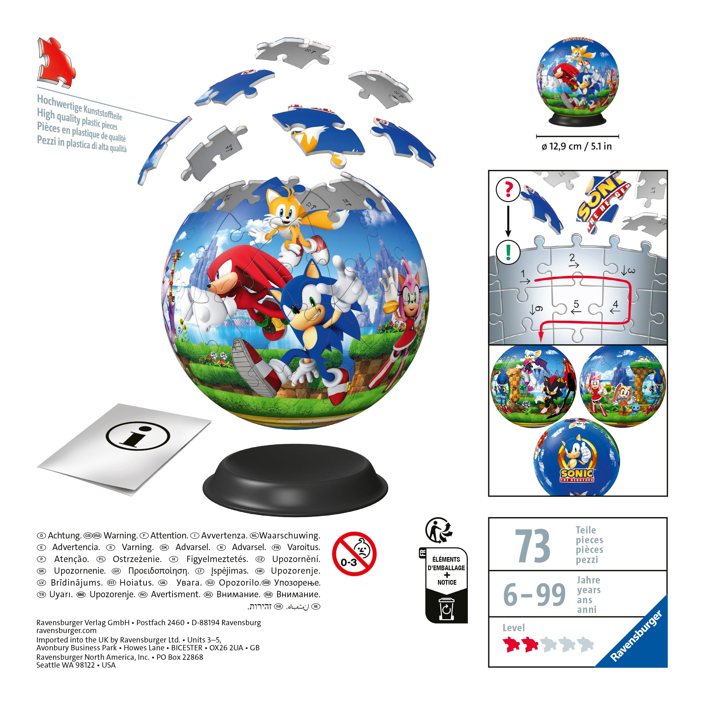 Ravensburger Sonic The Hedgehog 3D Jigsaw Puzzle Ball for Adults and Kids - 11592 - Great Gift for Any Birthday, Holiday, or Special Occasion 🍁 All In One Marketplace Canada