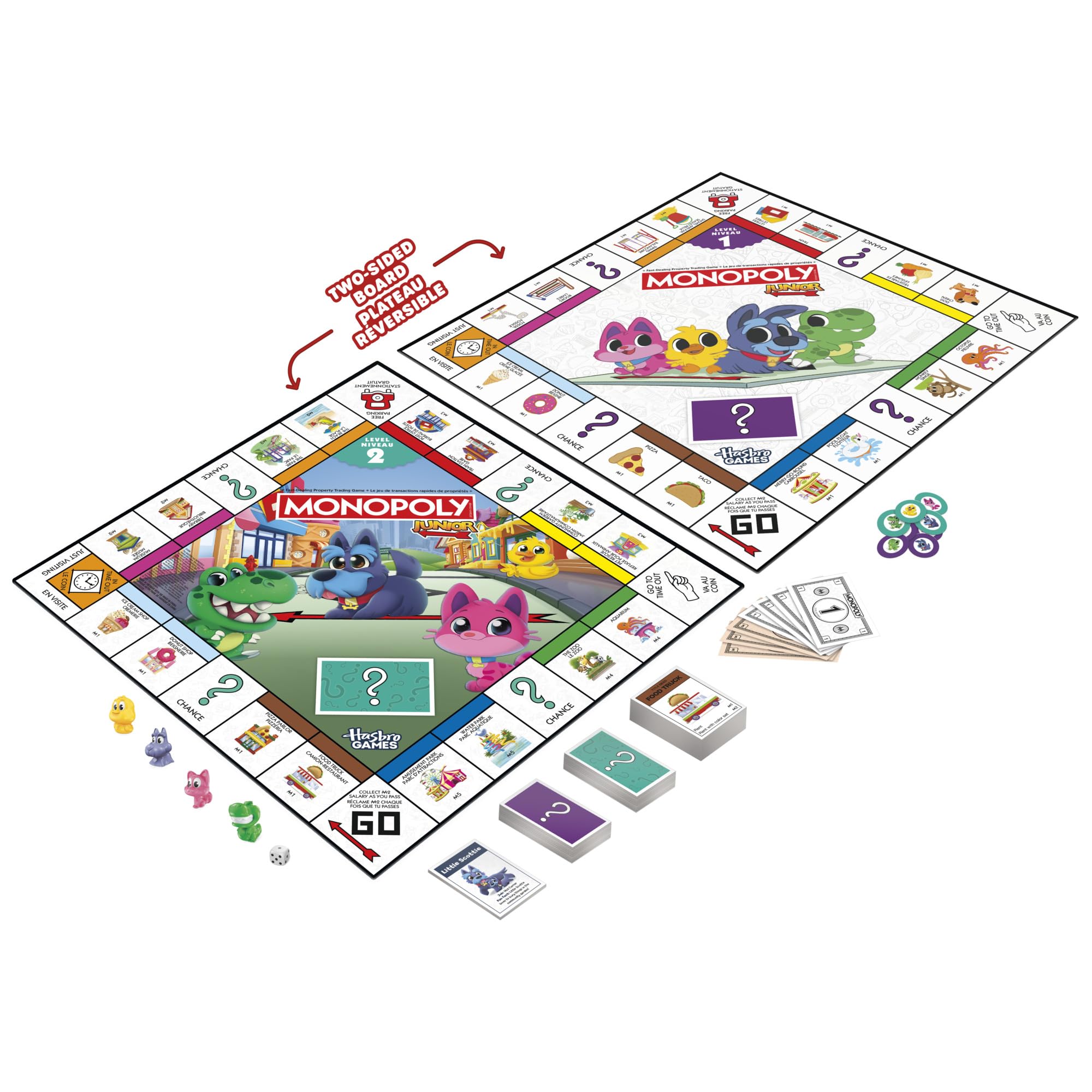 Monopoly Junior Board Game | 2 Games in 1 for Younger Kids, 2-Sided Board | Ages 4+ | 2 - 4 Players | 20 Mins. | Gifts for Preschoolers (English & French Version) 🍁 All In One Marketplace Canada