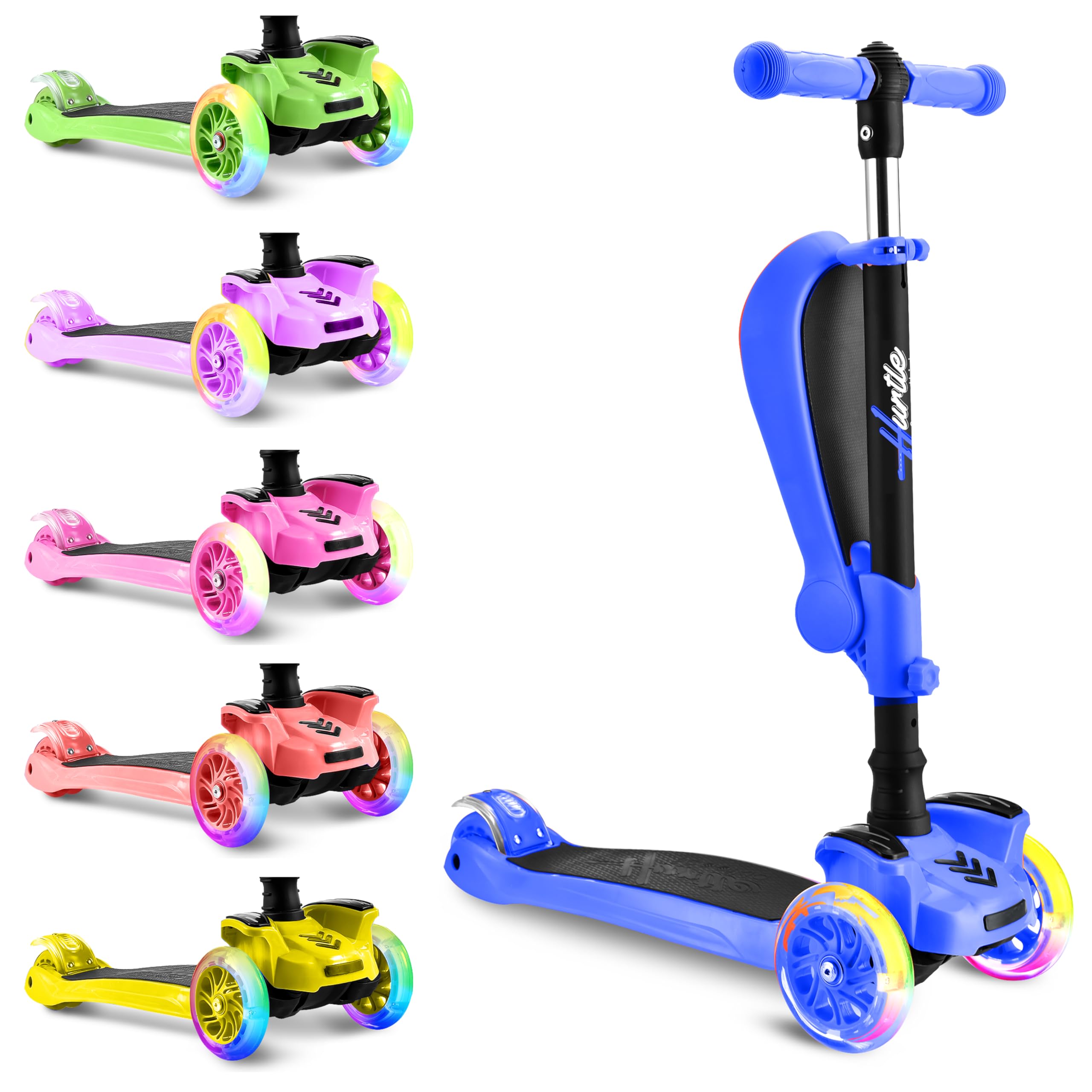 Hurtle - 3 Wheel Foldable Kick Scooter for Kids & Toddlers (Blue CA) 🍁 All In One Marketplace Canada