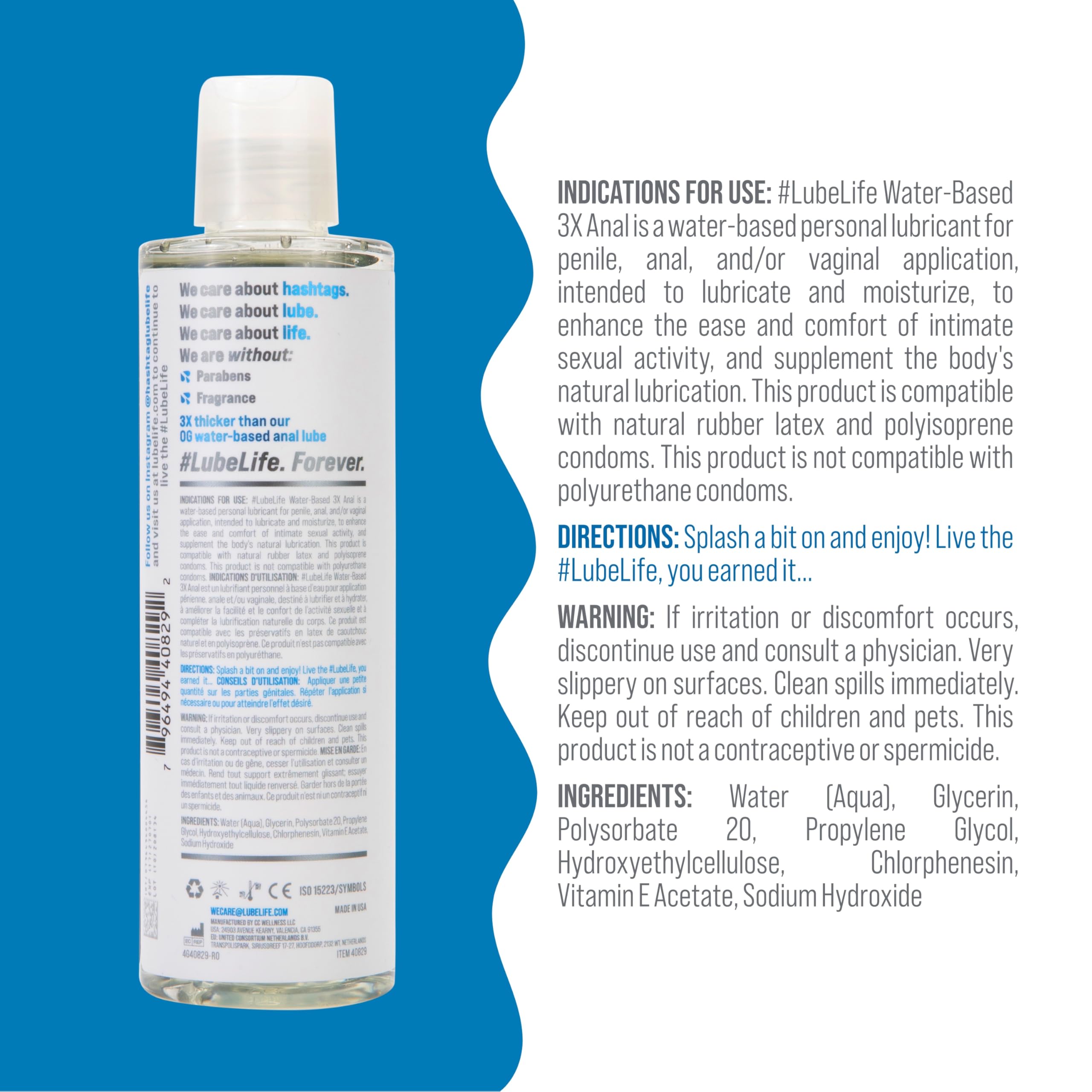 LubeLife 3X Anal Personal Lubricant, Thicker Water-Based lube for Men, Women and Couples, Extra Protection, Non-Sticky, Smooth Glide, 8 Fl Oz 🍁 All In One Marketplace Canada