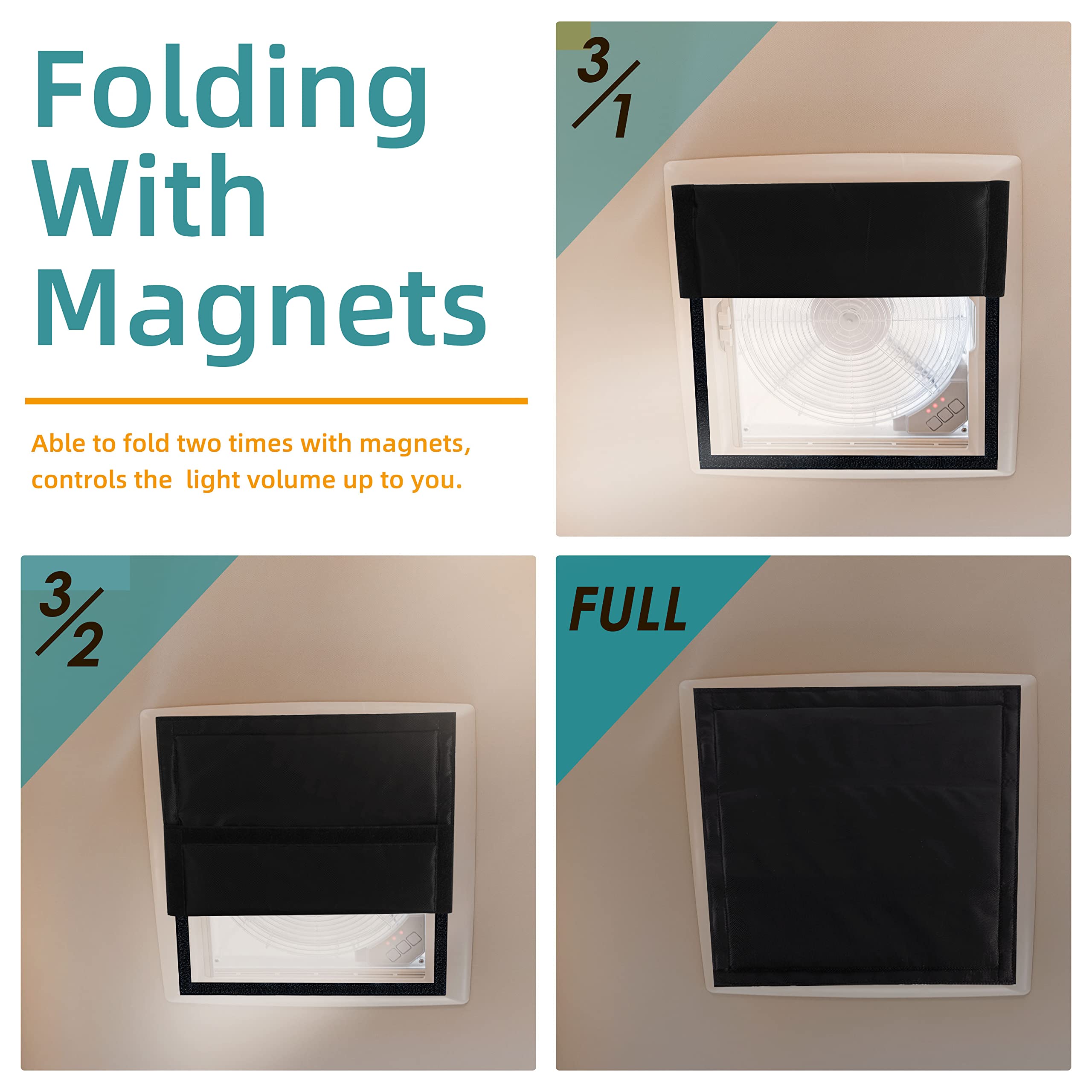 ACIMONE RV Skylight Window Shade, 16 x 16 Inches Magnetic Foldable RV Insulated Roof Vent Sun Shade, Blackout Shade for RV Vent, Skylight & Small Window, UV Protection, No-Tool Installation, Black 🍁 All In One Marketplace Canada