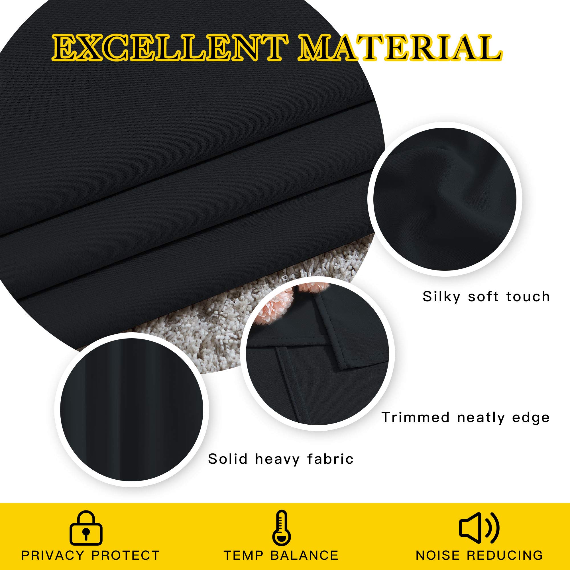 NICETOWN Blackout Curtains 2 Panels - Black Out Curtains 84 Inch Long,Insulated Curtains Room Darkening Grommet Curtains for Bedroom Living Room Windows (52 by 84 Inches,Black,Set of 2) 🍁 All In One Marketplace Canada