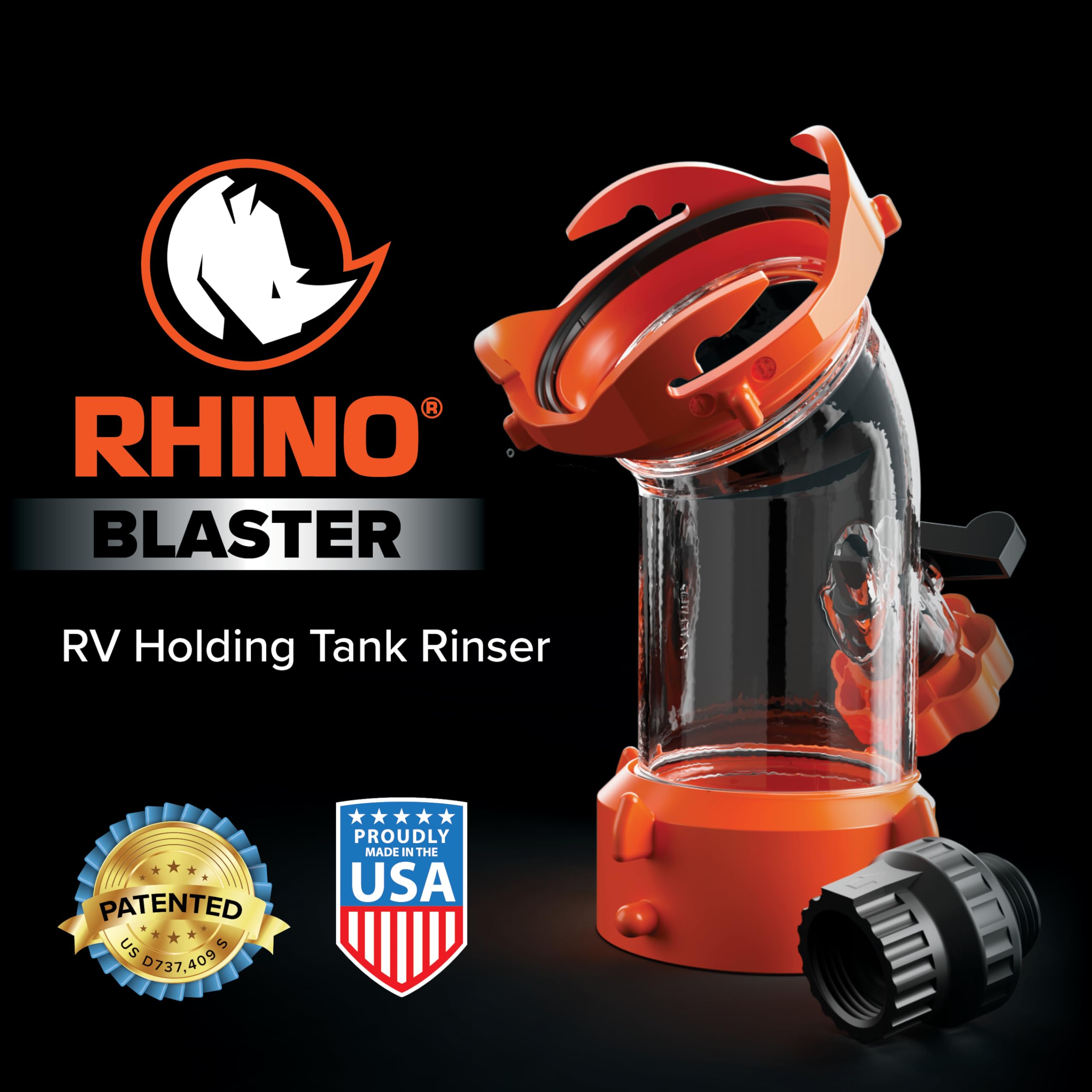 Camco Rhino Blaster — Camper Holding Tank and RV Portable Waste Tank Rinser — Provides Thorough RV Tank Cleaning — Features a Backflow Preventer & 45-Degree Clear Elbow Adapter (39080) 🍁 All In One Marketplace Canada