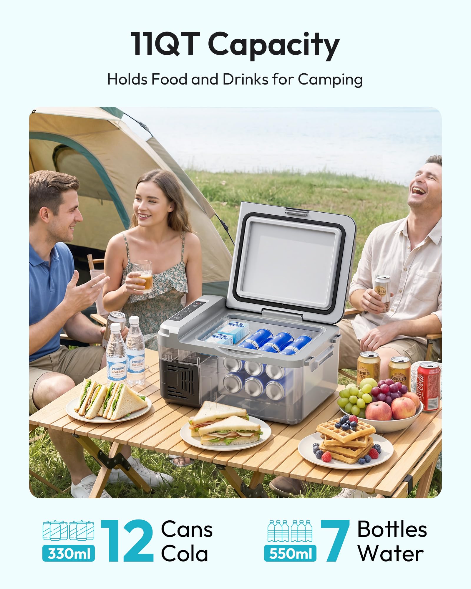 EUHOMY 12 Volt Refrigerator, 12 Quart (10L) Compressor Electric Cooler APP Control, Car Fridge 12/24V DC & 100-240V AC, Car refrigerator -4℉~68℉, Portable Freezer for RV, Camping, Travel 🍁 All In One Marketplace Canada