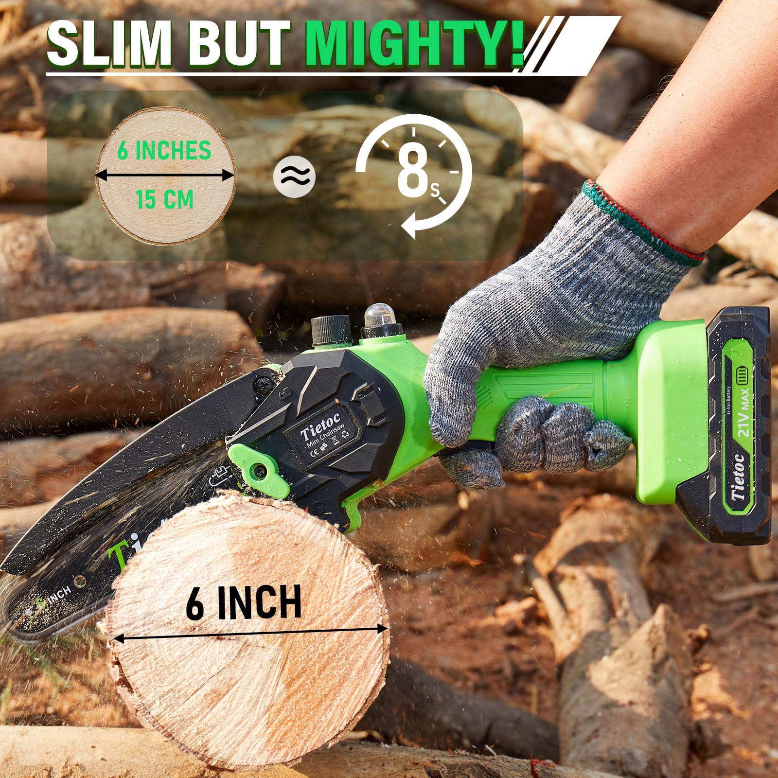 TIETOC Mini Chainsaw Cordless 6 Inch with Large Batteries, 880w Electric Chainsaw with Oiler System,Small Battery Chainsaw for Wood/Trees Cutting for Men Dad Husband Gadget 🍁 All In One Marketplace Canada