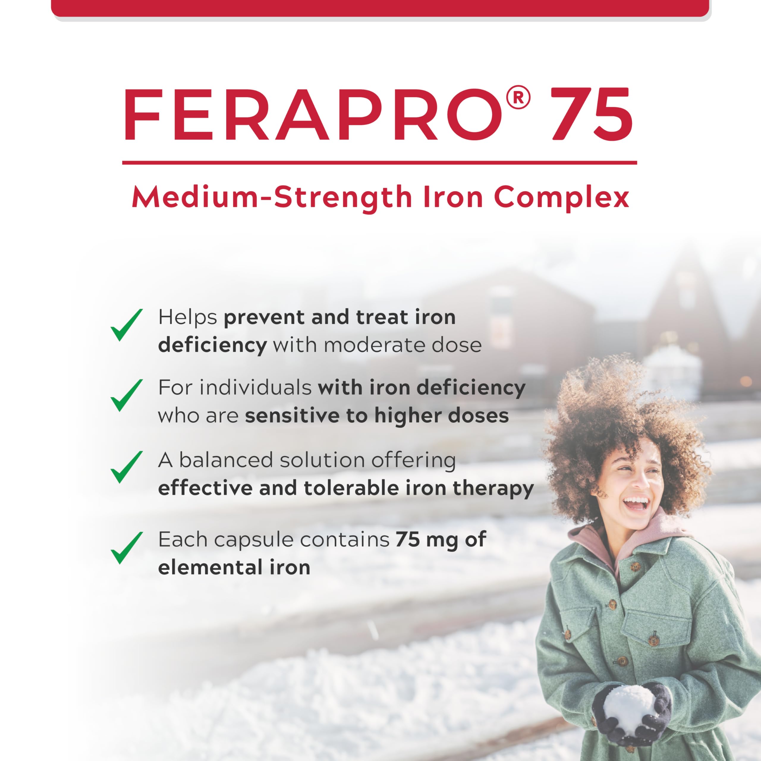 FERAPRO 75 Targeted Iron Support 75 mg Elemental Iron with Vitamin C Methylcobalamin 5-MTHF Glycine 100 Capsules Vegan Clean Label 🍁 All In One Marketplace Canada