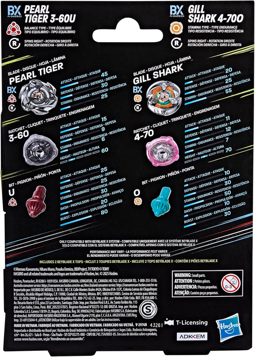 (Hasbro) Beyblade X - Gill Shark 4-70O & Pearl Tiger 3-60U Dual Pack