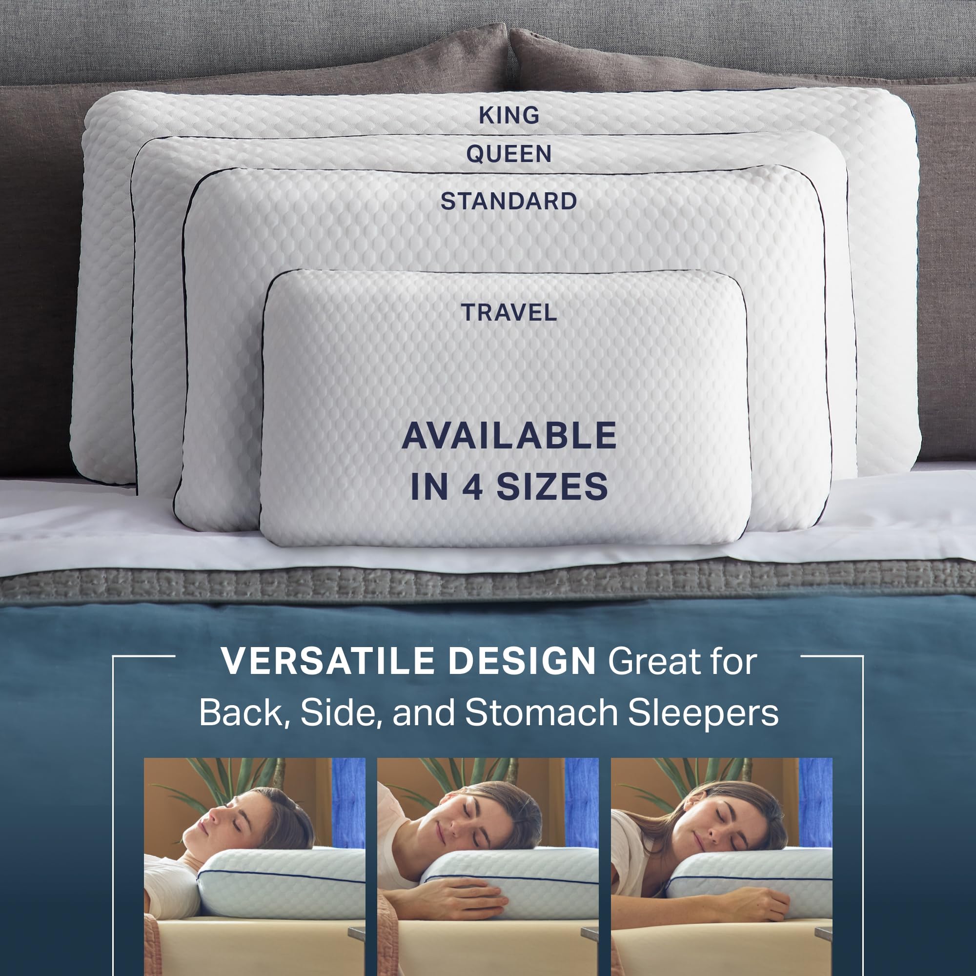 WEEKENDER Ventilated Gel Memory Foam Pillow - Washable Cover - King Size-White 🍁 All In One Marketplace Canada