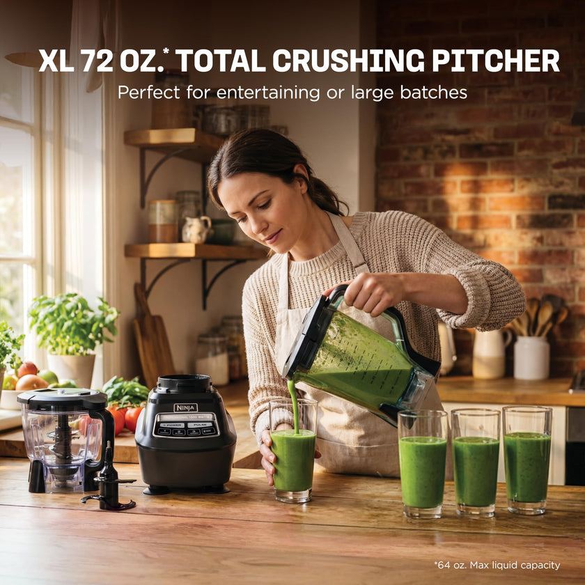 Ninja Kitchen System | All-in-One Food Processor & Blender for Smoothies | Includes Pitcher, (2) 16 oz. to-Go Cups & 8-Cup Bowl | Makes Salsa, Dough, Shakes, & Frozen Drinks | 1500W | Black | BL770 🍁 All In One Marketplace Canada