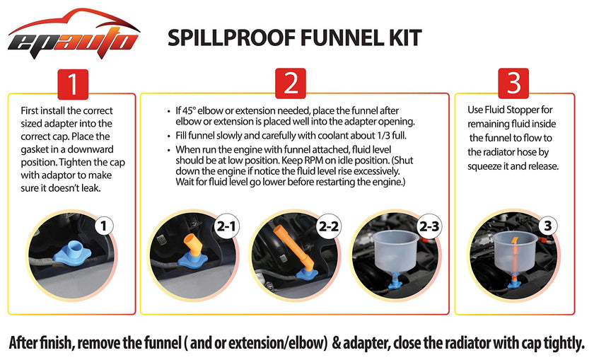 EPAuto Spill Proof Radiator Coolant Filling Funnel Kit 🍁 All In One Marketplace Canada
