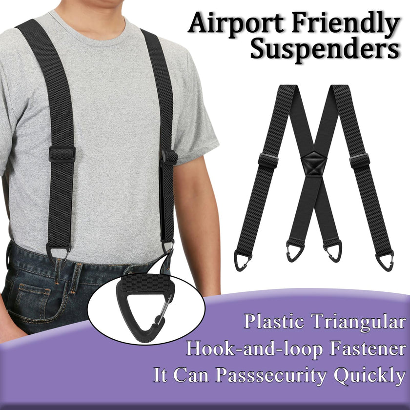 Suspenders for Men Heavy Duty Mens Suspenders Elastic 1.5-inch Braces Adjustable with 4 Plastic Snap Loop for Jeans Pants Outdoor Work Wedding Black 🍁 All In One Marketplace Canada