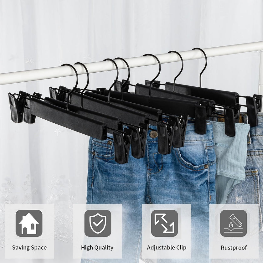 Lamitocs Pants Hangers with Clips, Skirt Hangers, 360 ° Swivel Hooks Space Saving Hangers for Pants, Skirts, Clothes, Jeans (10Pack,Black) 🍁 All In One Marketplace Canada