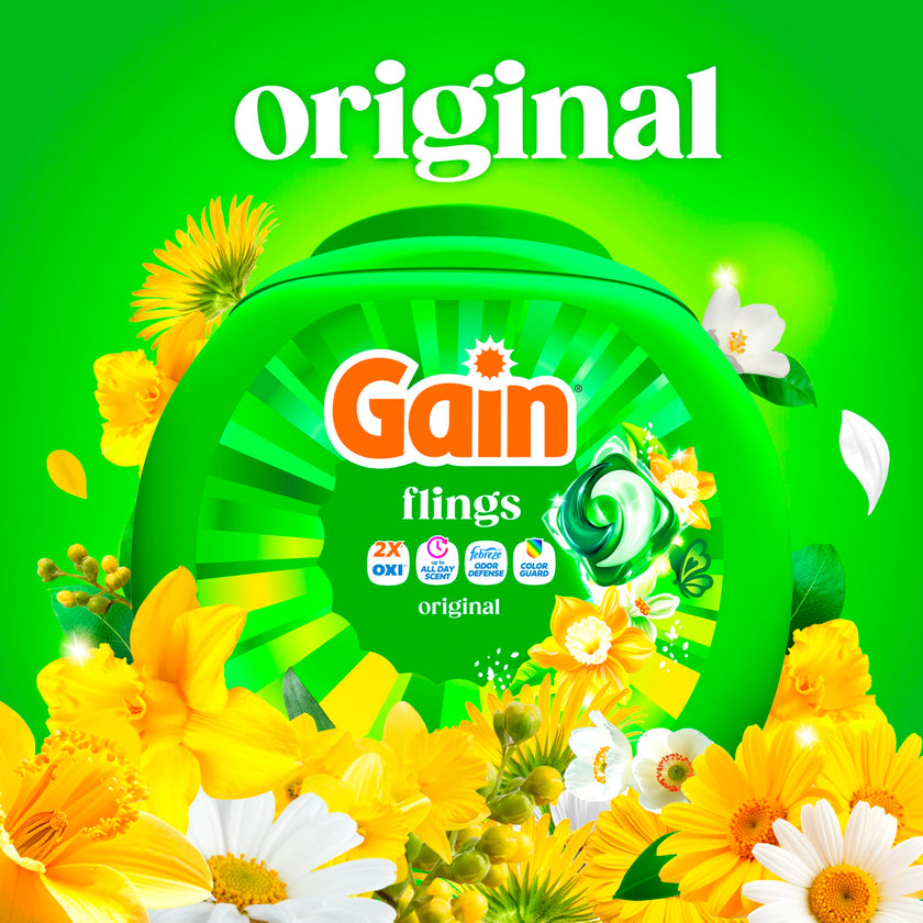 Gain Flings Laundry Detergent Pacs, 76 Count, Original Scent, with Odor Defense, concentrated laundry soap pacs 🍁 All In One Marketplace Canada