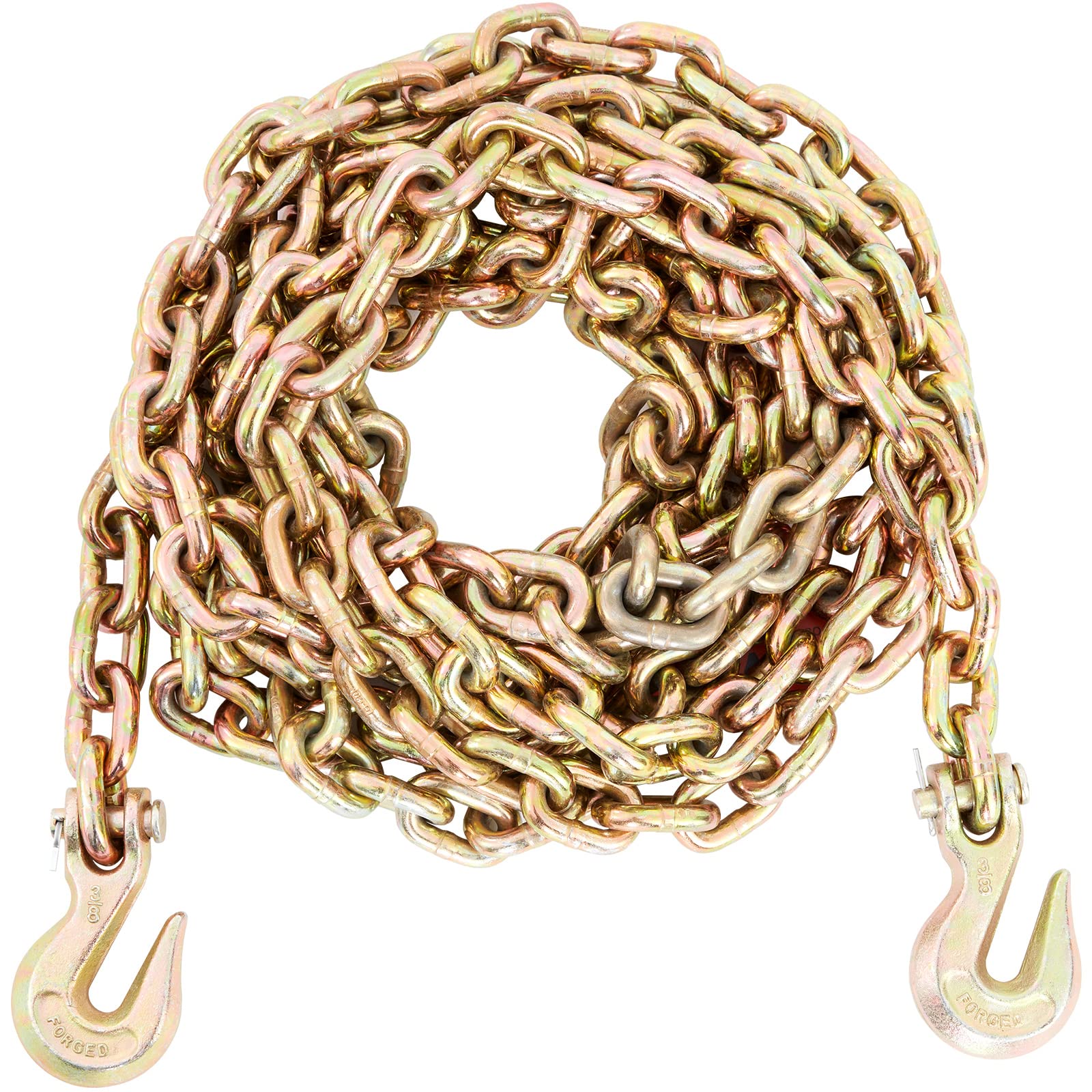 VEVOR Transport Binder Chain, 7100 lbs Working Load Limit, 3/8'' x 20' G80 Tow Chain Tie Down with Grab Hooks, DOT Certified, Galvanized Coating Manganese Steel for Dock Factory Construction Site 🍁 All In One Marketplace Canada