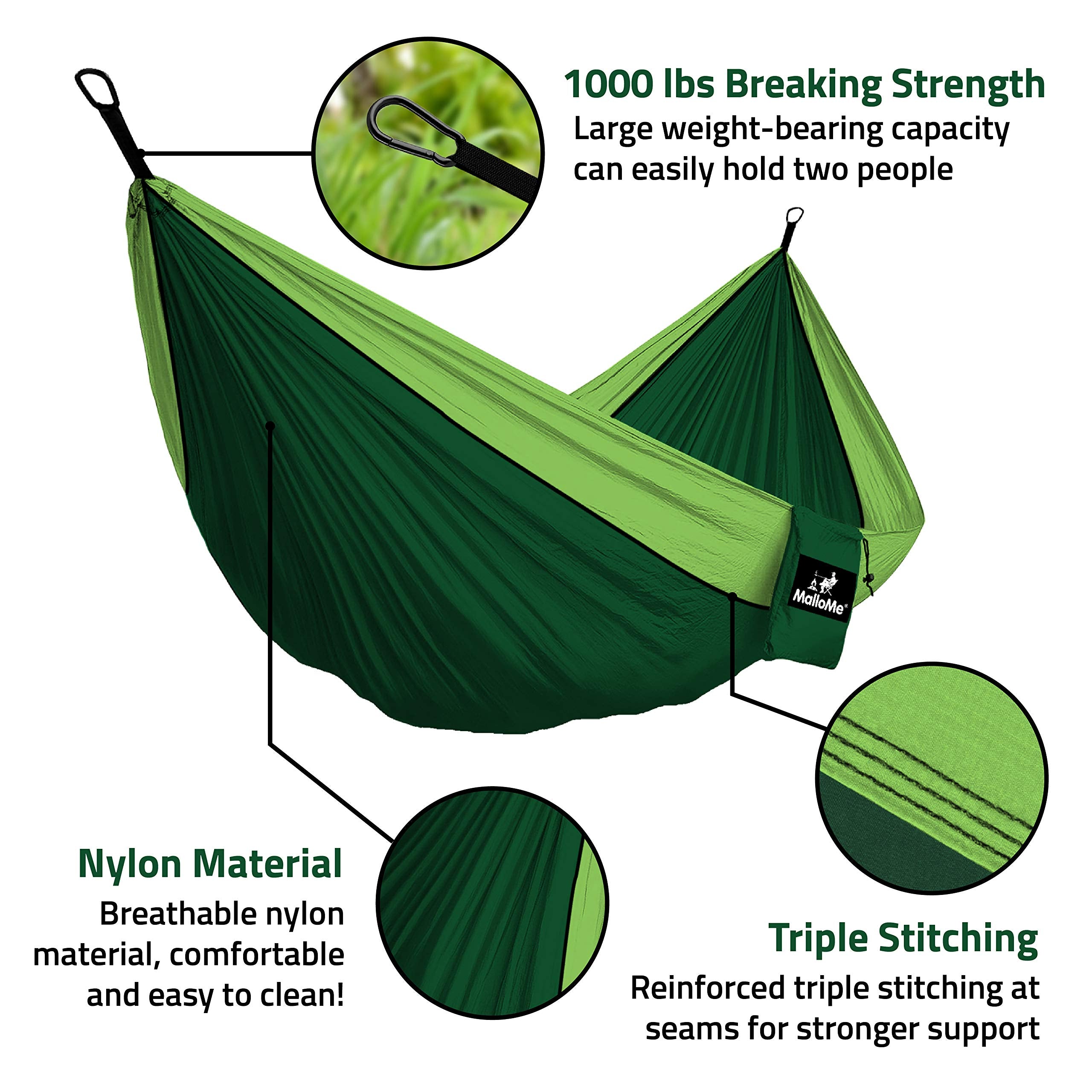 MalloMe Camping Hammock with Straps - Portable Outdoor Hammock for Adults, Kids - Single Hamac - 1 Person Hammocks - Tree Hamac Swing with Accessories - Hamock Tent for Travel - Hammocks for Outside 🍁 All In One Marketplace Canada