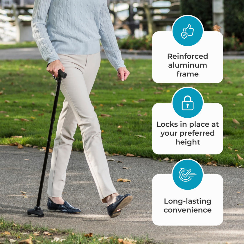 HurryCane Freedom Edition Folding Walking Cane, Black 🍁 All In One Marketplace Canada