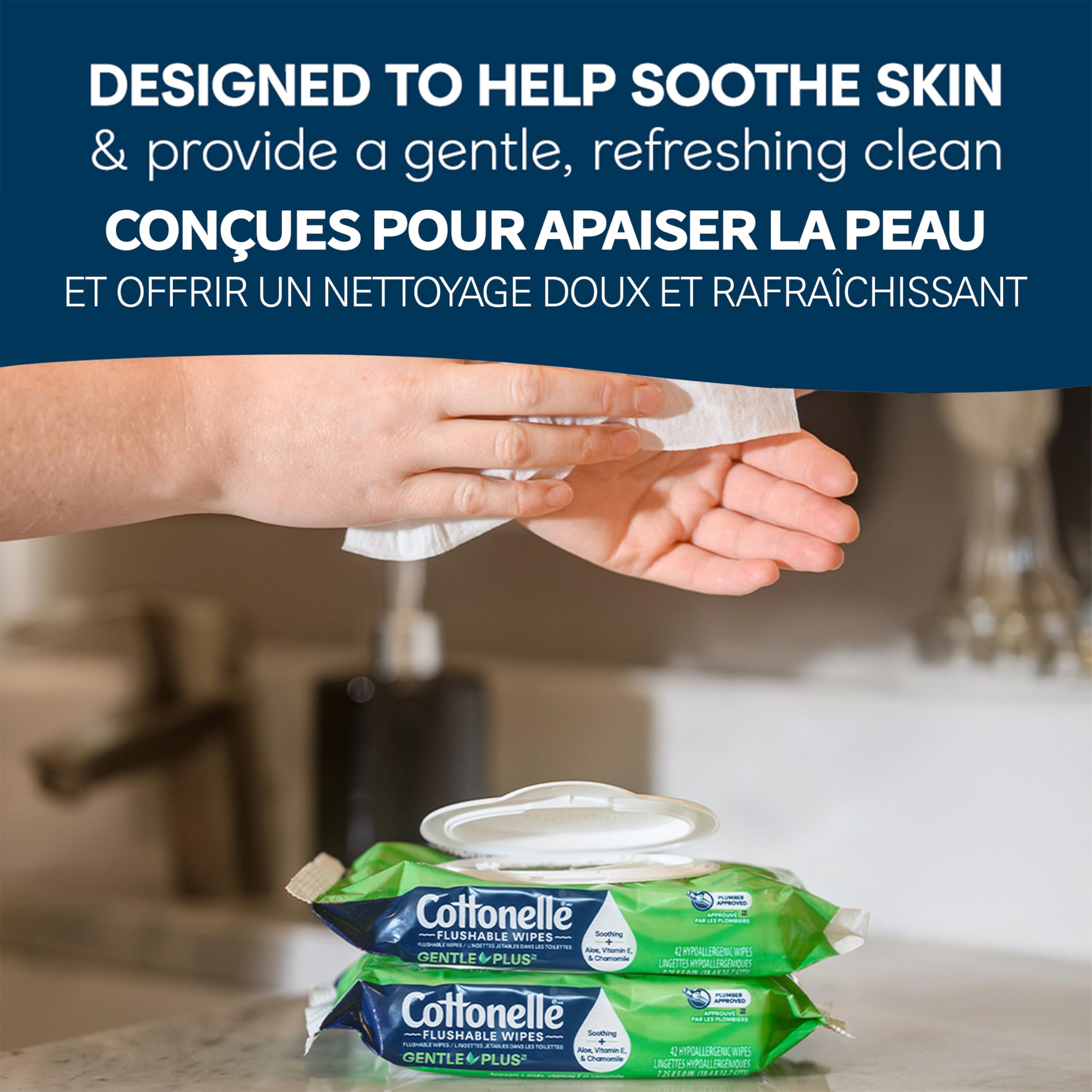 Cottonelle GentlePlus Flushable Wet Wipes with Aloe & Vitamin E, Adult Wet Wipes, 8 Flip-Top Packs, 42 Wipes per Pack (336 Total Flushable Wipes) 🍁 All In One Marketplace Canada