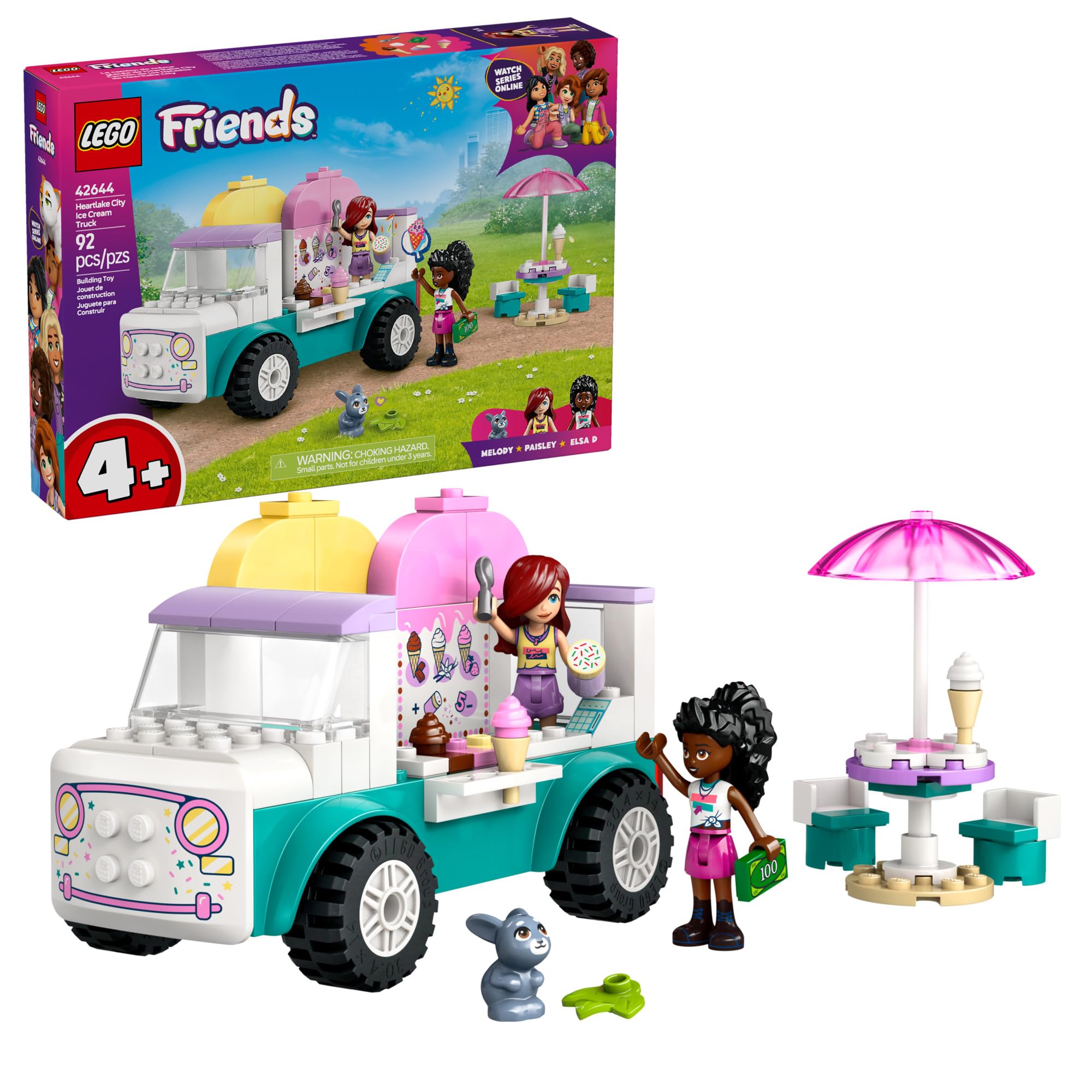LEGO Friends Heartlake City Ice Cream Truck Toy - Building Toy Pretend Play Set for Kids, Girls and Boys, Ages 4+ - Preschool Building Blocks with 2 Minidolls and Rabbit Figure - 42644 🍁 All In One Marketplace Canada