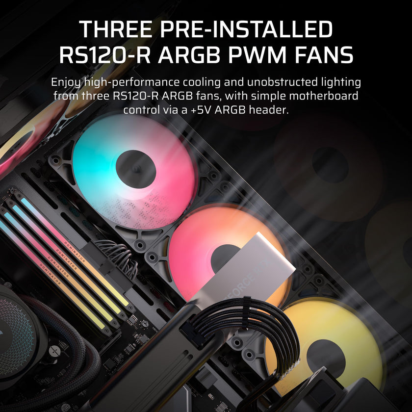 CORSAIR 3500X RS-R ARGB Mid-Tower PC Case – 3X Pre-Installed RS120-R ARGB Fans, GPU Anti-Sag Arm, Fits up to 10x 120mm Fans, Reverse Connection Motherboard Compatible – Black 🍁 All In One Marketplace Canada